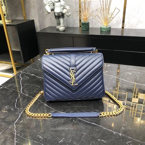 blue ysl bag gold chain